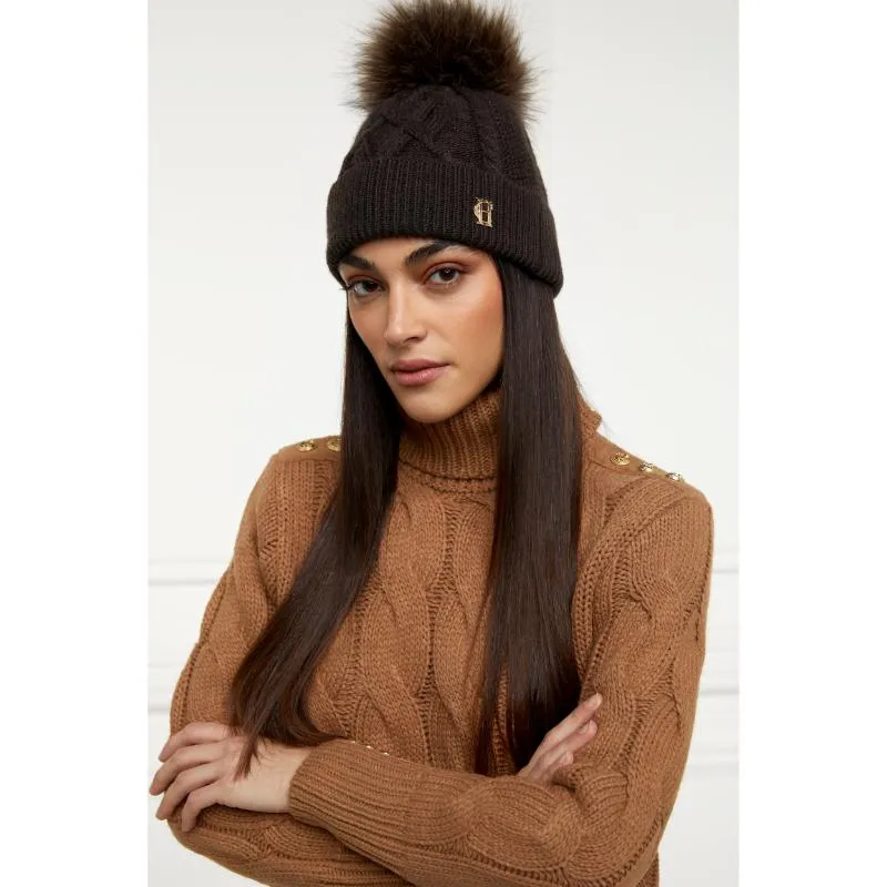 Holland Cooper Cortina Ladies Bobble Hat - Chocolate Mink