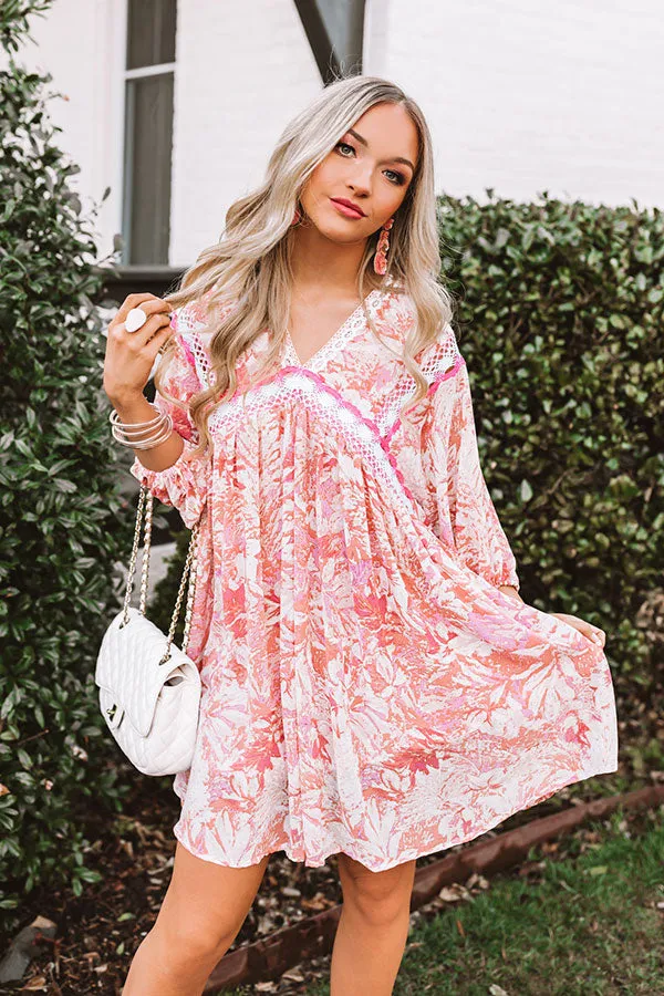 Jetting To Fiji Babydoll Dress In Pink