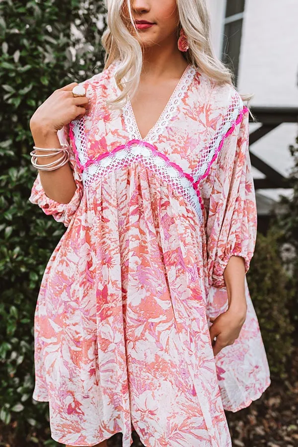 Jetting To Fiji Babydoll Dress In Pink