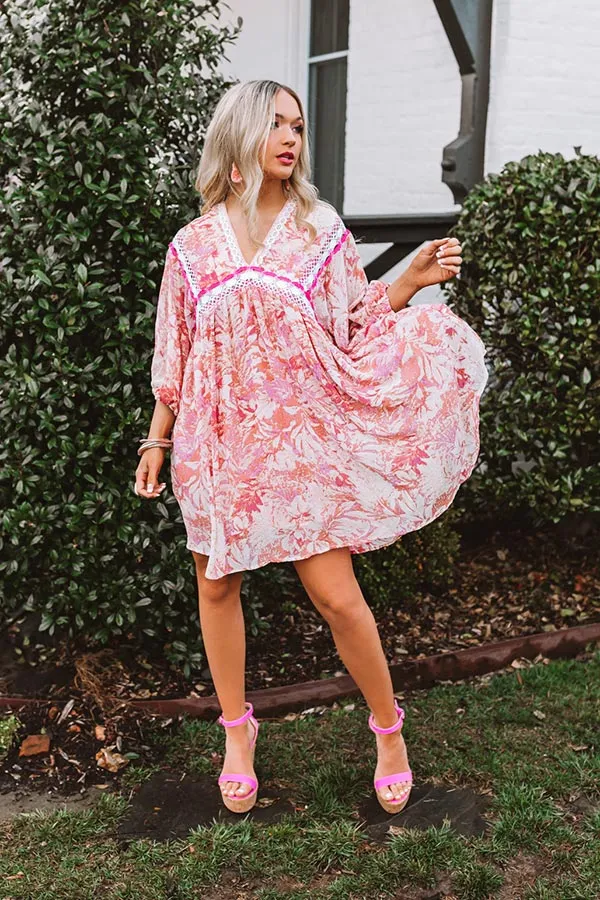 Jetting To Fiji Babydoll Dress In Pink