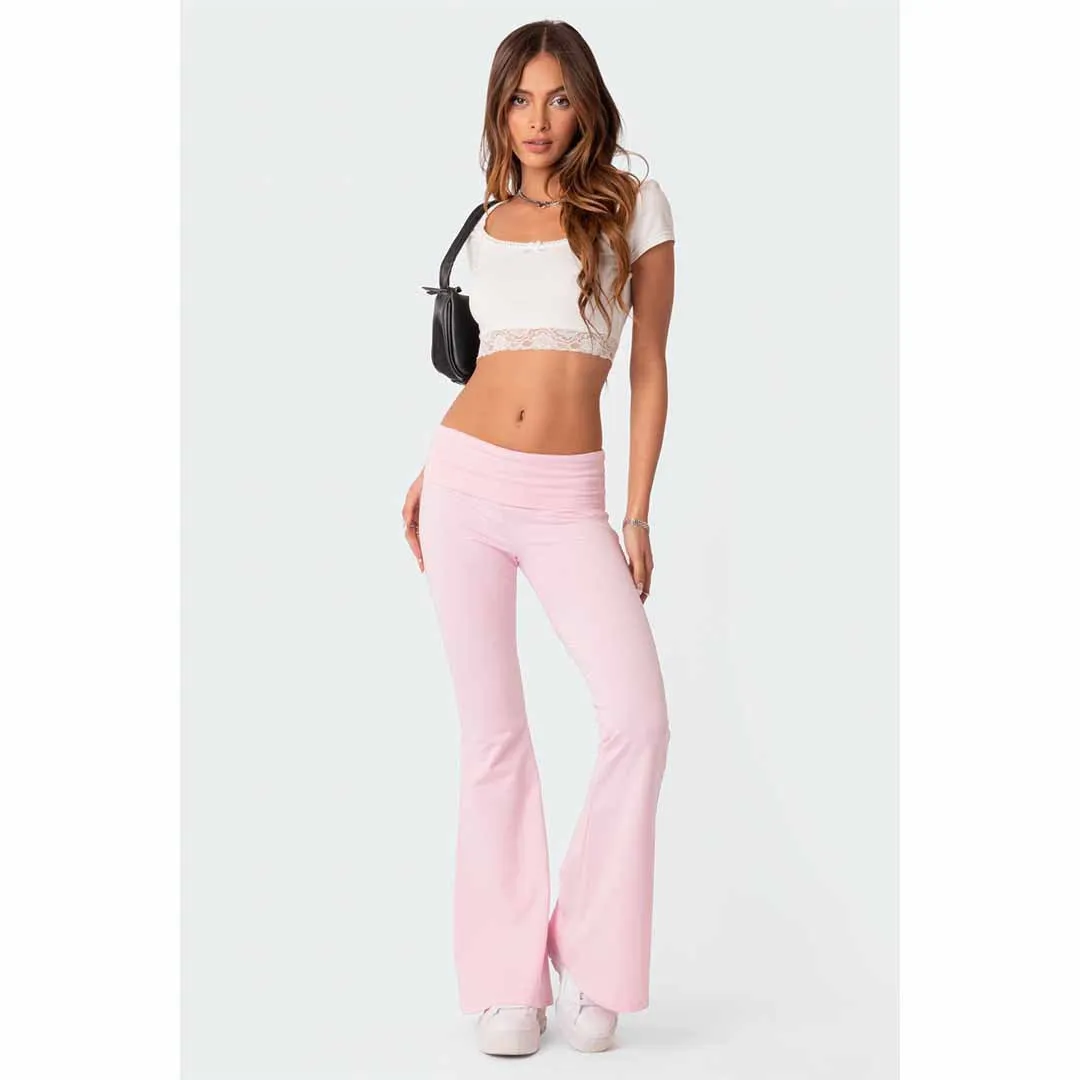 Joskaa college outfits 2024 New Fashion Solid Color Comfortable Slim Slimming Low Waist Flared Pants Suit