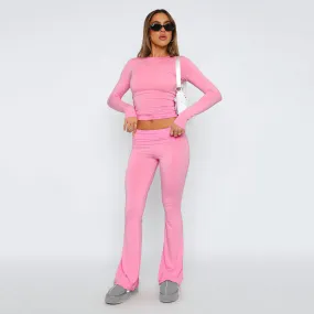 Joskaa college outfits 2024 New Fashion Solid Color Comfortable Slim Slimming Low Waist Flared Pants Suit