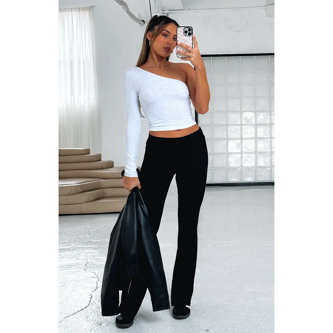 Joskaa college outfits 2024 New Fashion Solid Color Comfortable Slim Slimming Low Waist Flared Pants Suit