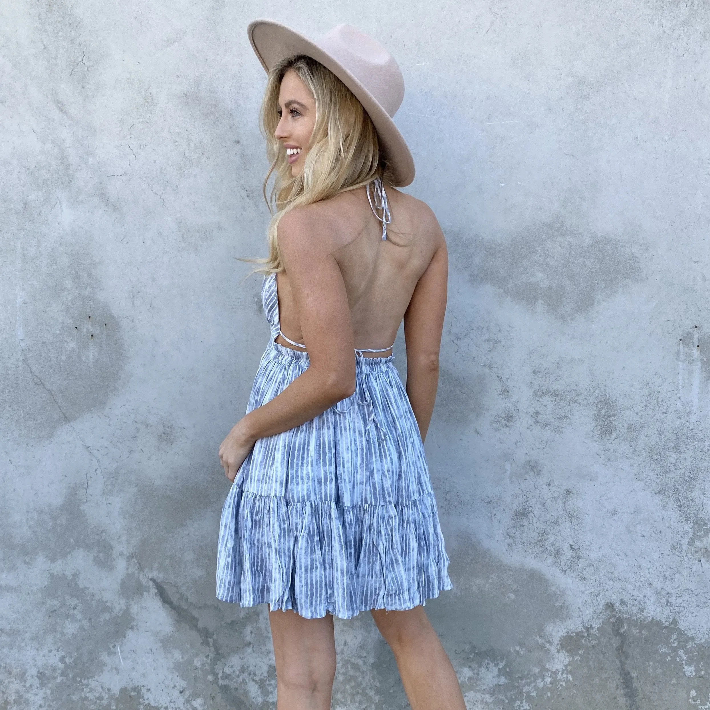 Kiss The Day Stripe Halter Summer Dress