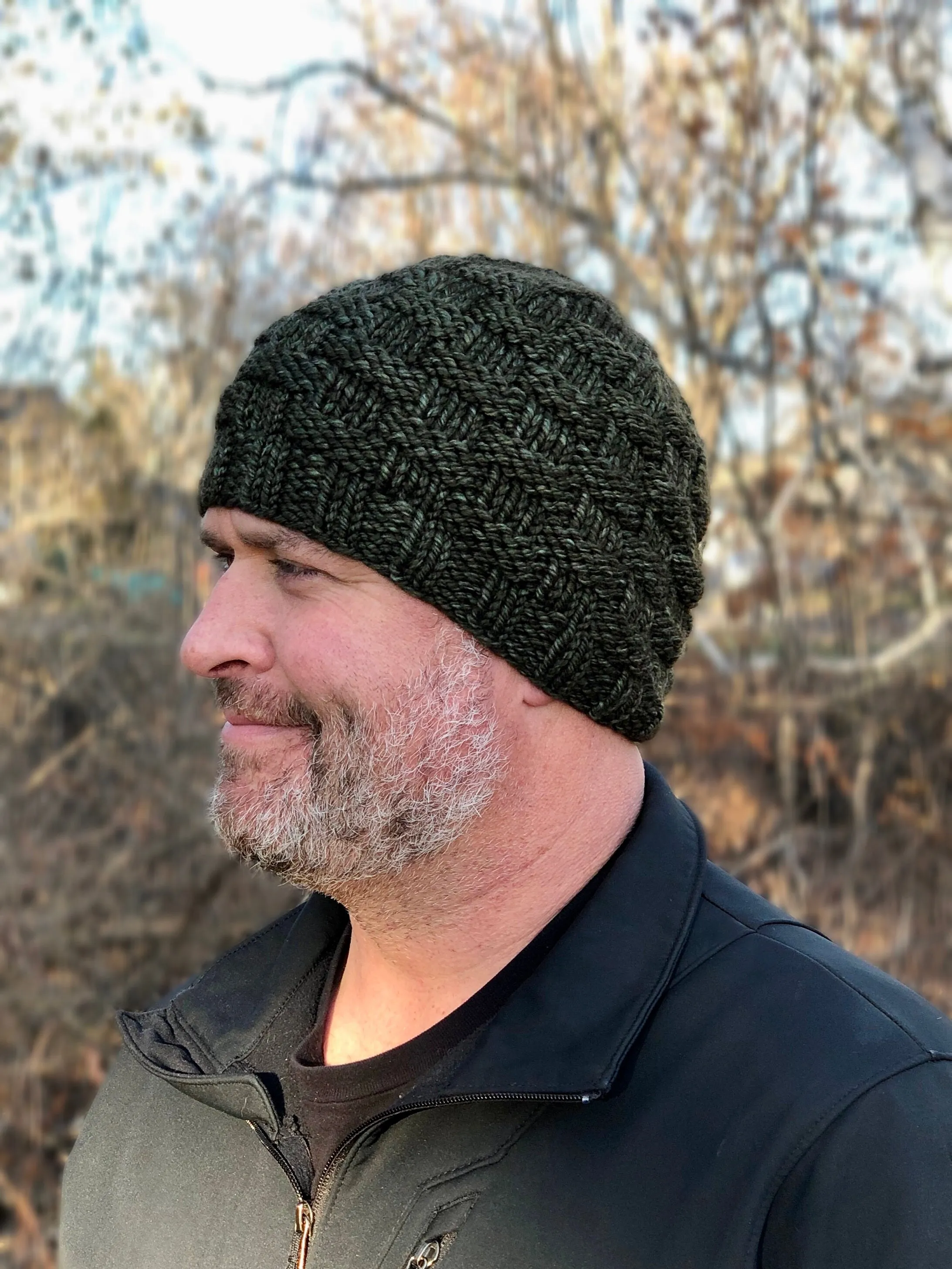 KNIT Pattern for Classic Men's Basket Weave Beanie | Knit Hat Pattern | Hat Knitting Pattern | DIY Written Knit Instructions
