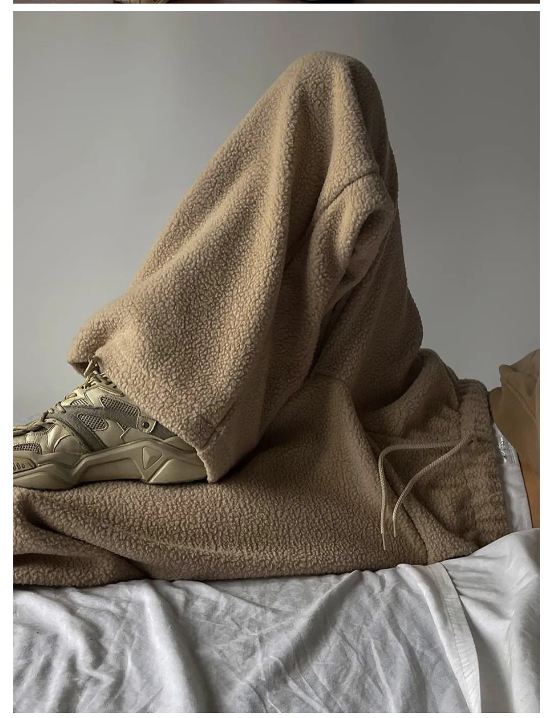 Lamb Wool Wide Leg Trousers Autumn Winter Women Casual Office Baggy Straight Trousers