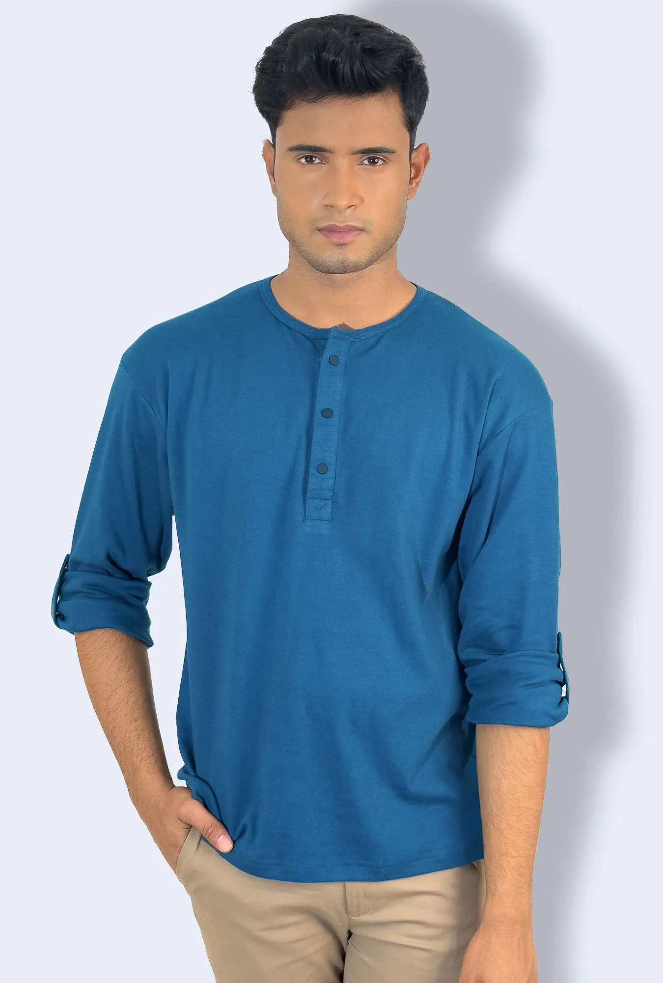 Men's Henley Shirt - Deep Waters