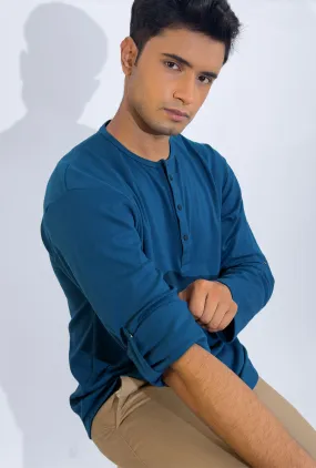Men's Henley Shirt - Deep Waters