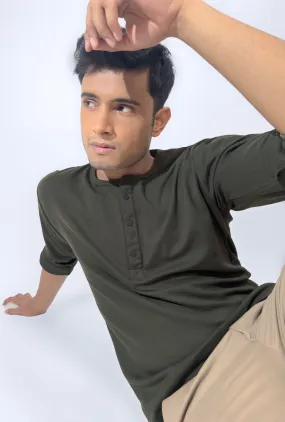 Men's Henley Shirt - Lunar Green