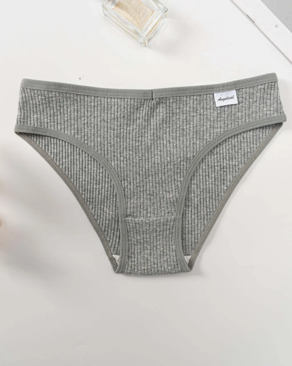 Mid-Waist High-Elastic Butt-Lifting Ribbed Underwear Women