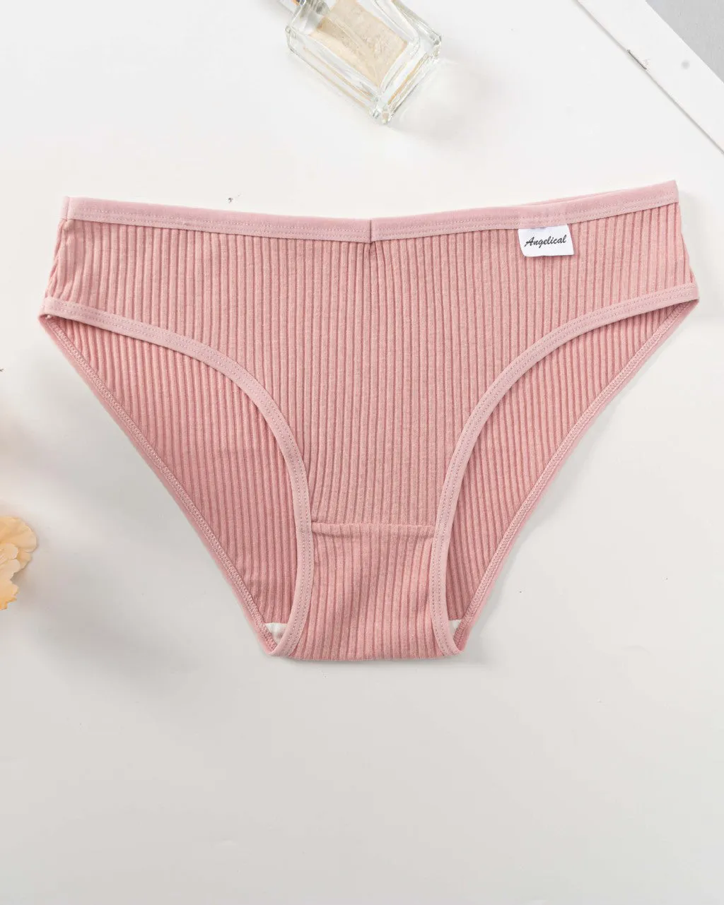 Mid-Waist High-Elastic Butt-Lifting Ribbed Underwear Women
