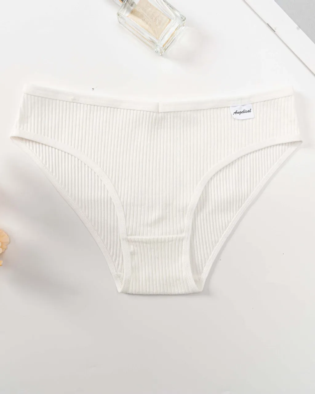 Mid-Waist High-Elastic Butt-Lifting Ribbed Underwear Women
