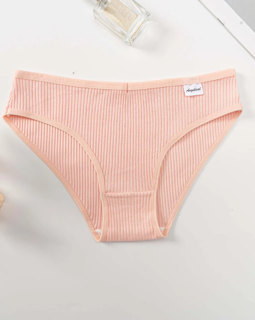 Mid-Waist High-Elastic Butt-Lifting Ribbed Underwear Women