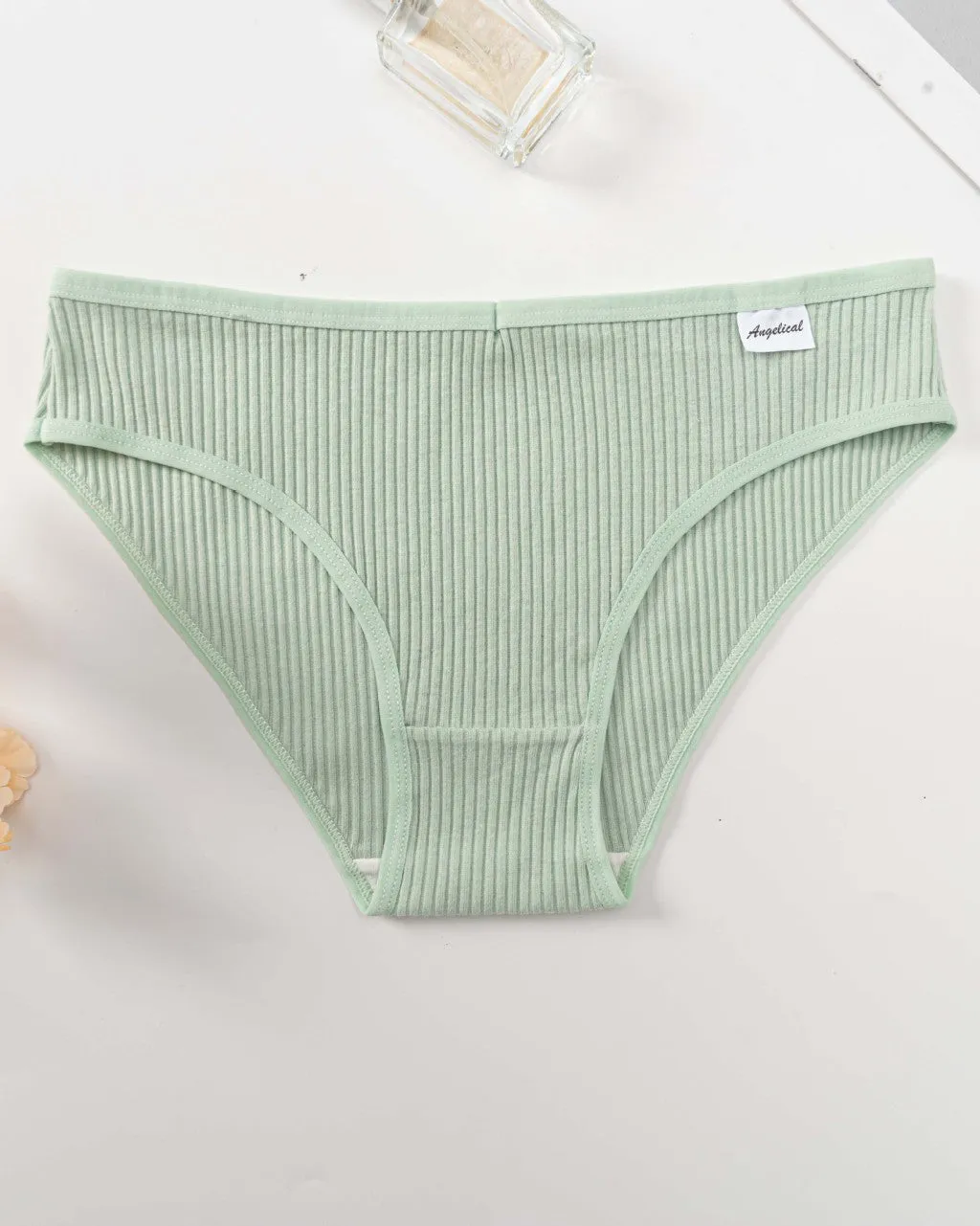 Mid-Waist High-Elastic Butt-Lifting Ribbed Underwear Women
