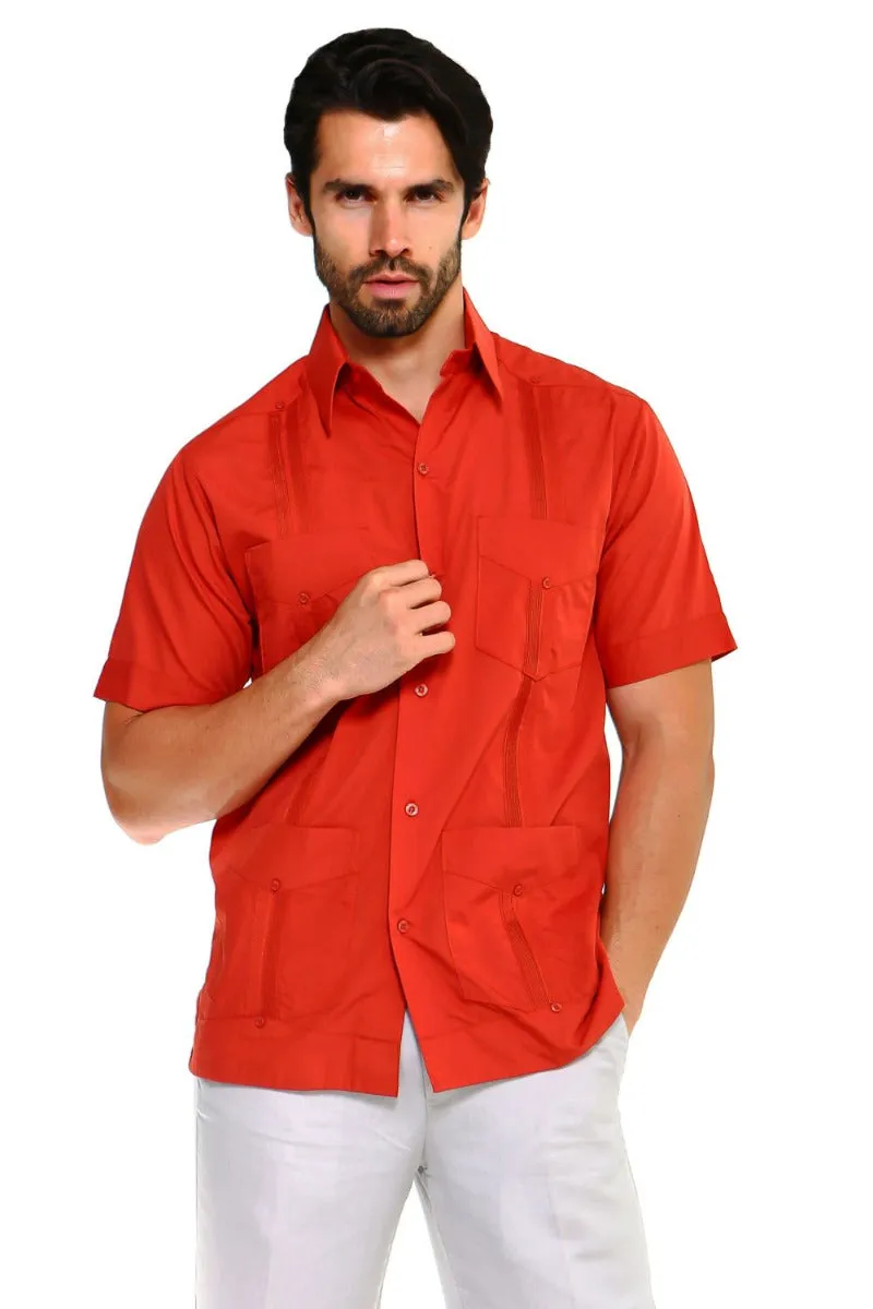 Mojito Collection Plus Size Guayabera Shirt Classic Poly Cotton Short Sleeve 3X-8X