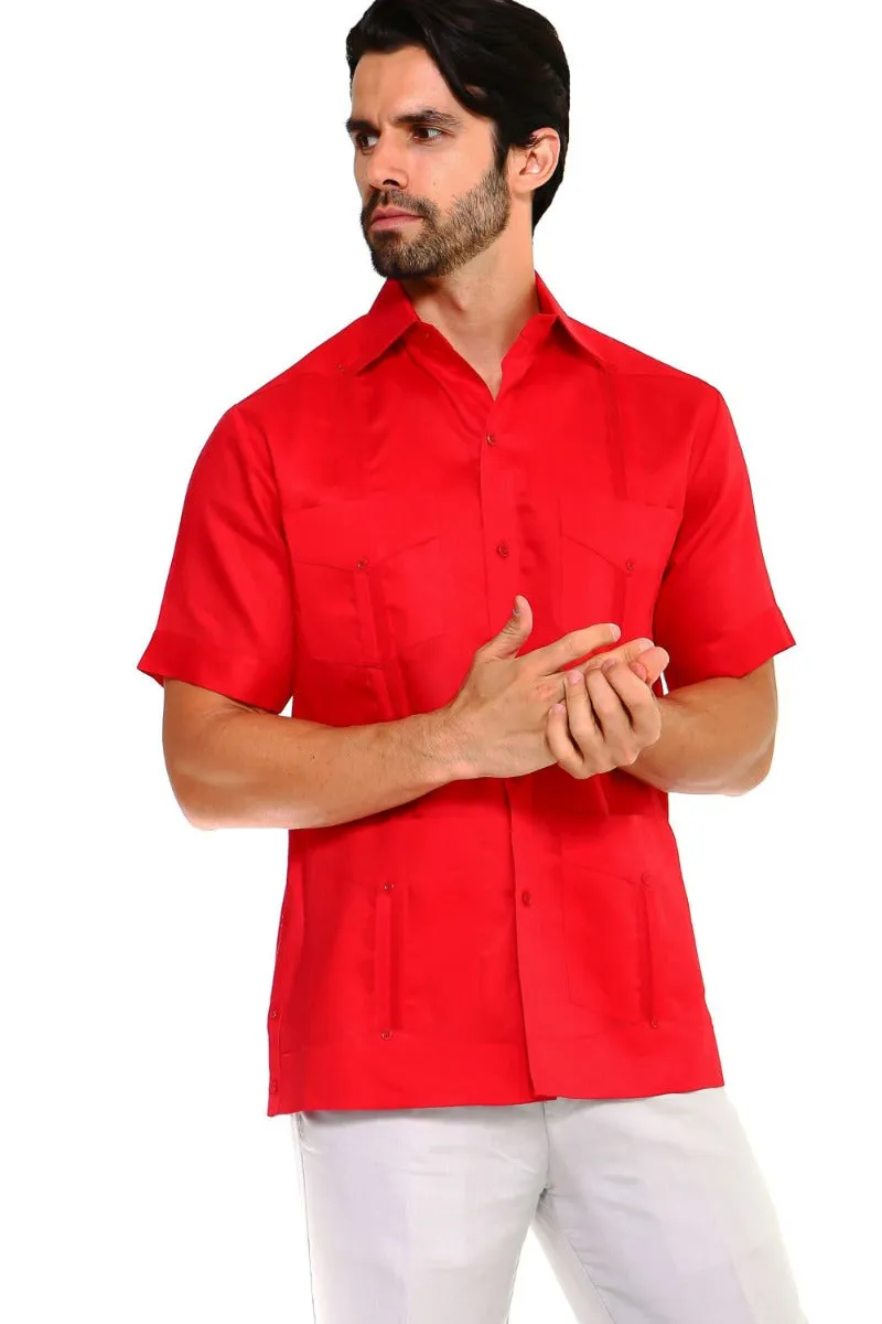 Mojito Collection Plus Size Guayabera Shirt Classic Poly Cotton Short Sleeve 3X-8X