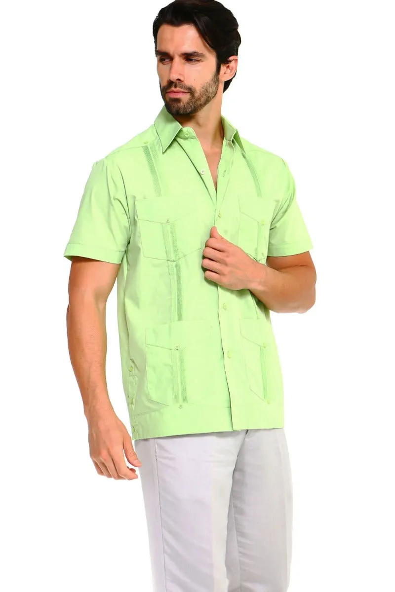 Mojito Collection Plus Size Guayabera Shirt Classic Poly Cotton Short Sleeve 3X-8X