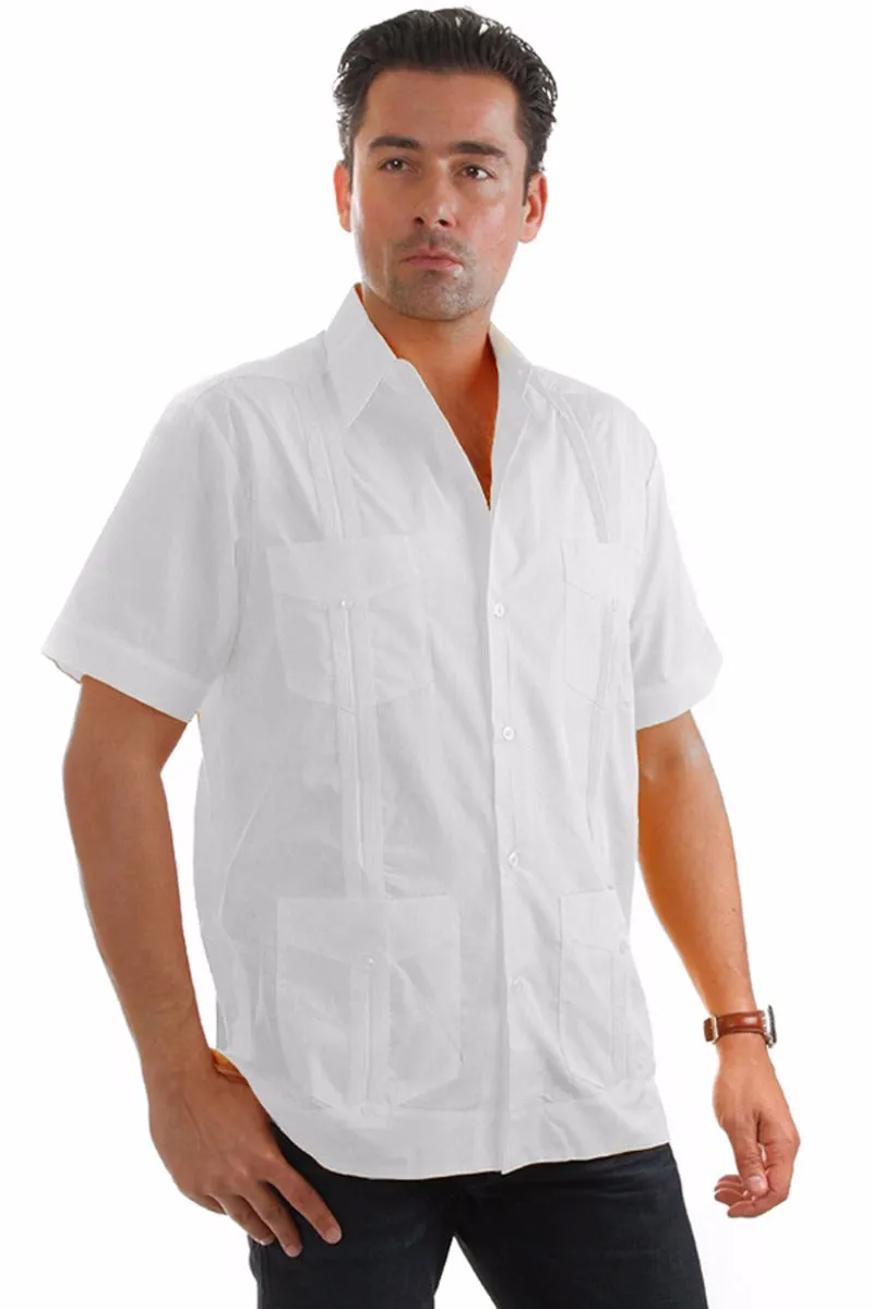 Mojito Collection Plus Size Guayabera Shirt Classic Poly Cotton Short Sleeve 3X-8X