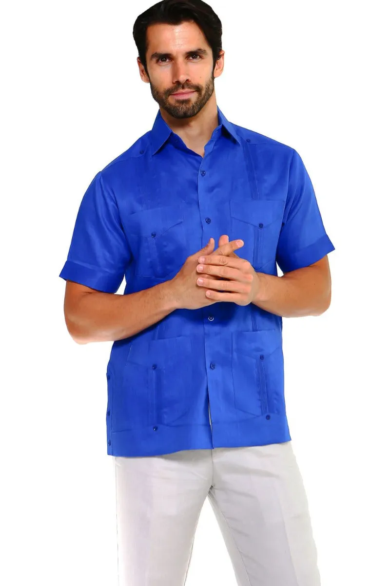 Mojito Collection Plus Size Guayabera Shirt Classic Poly Cotton Short Sleeve 3X-8X
