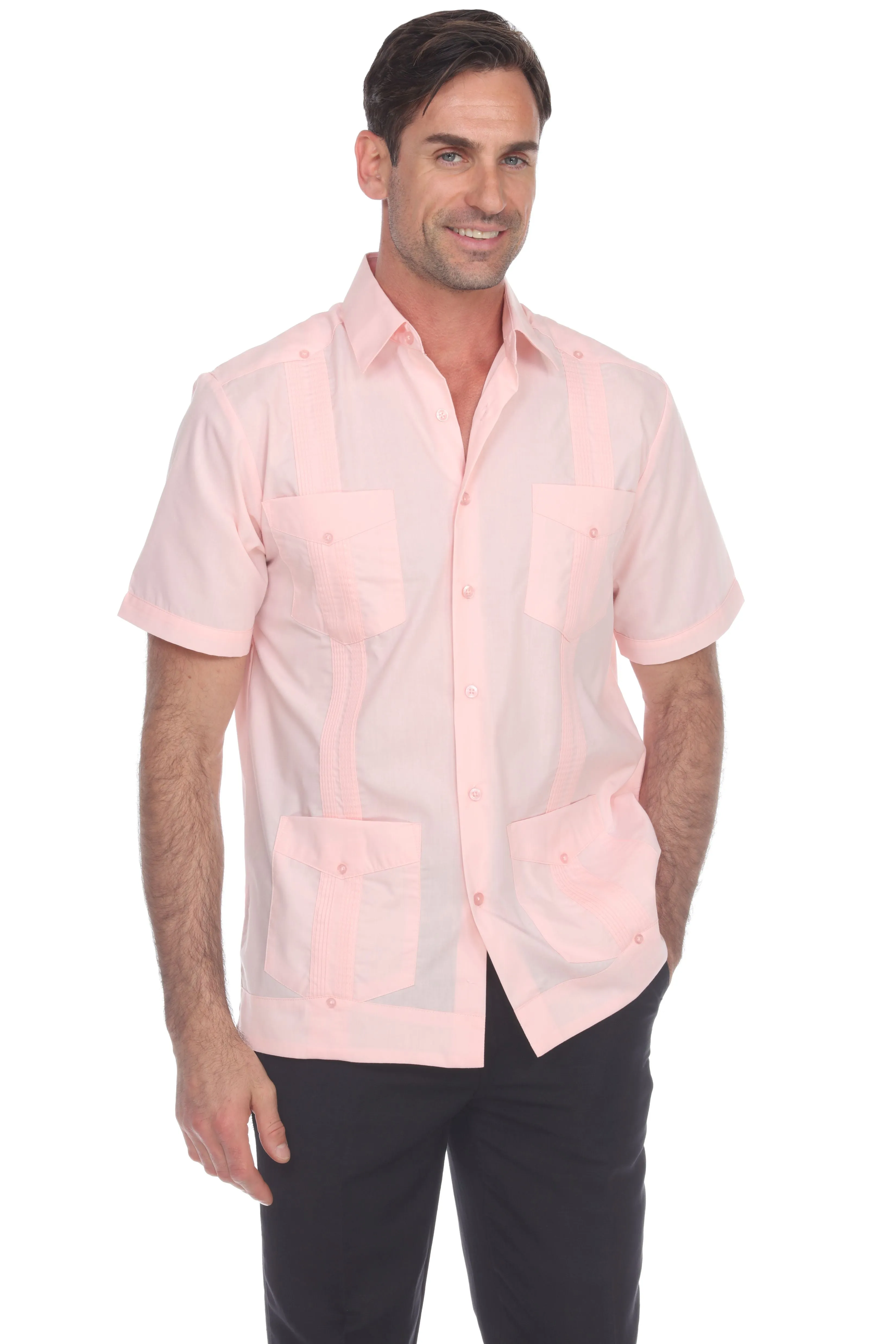 Mojito Collection Plus Size Guayabera Shirt Classic Poly Cotton Short Sleeve 3X-8X