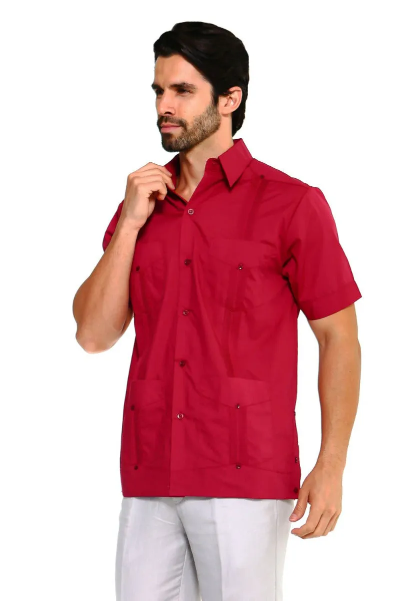 Mojito Collection Plus Size Guayabera Shirt Classic Poly Cotton Short Sleeve 3X-8X