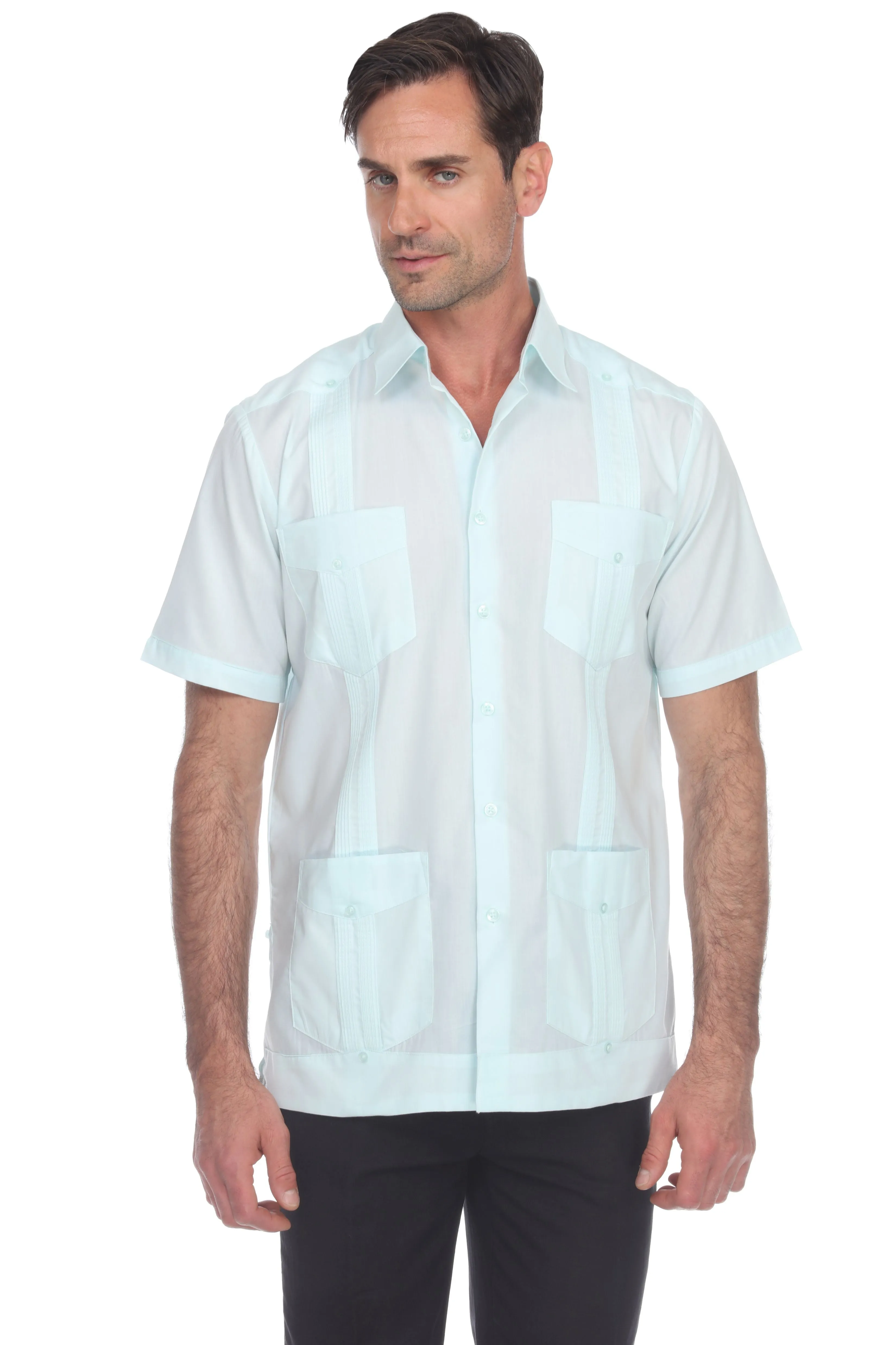 Mojito Collection Plus Size Guayabera Shirt Classic Poly Cotton Short Sleeve 3X-8X