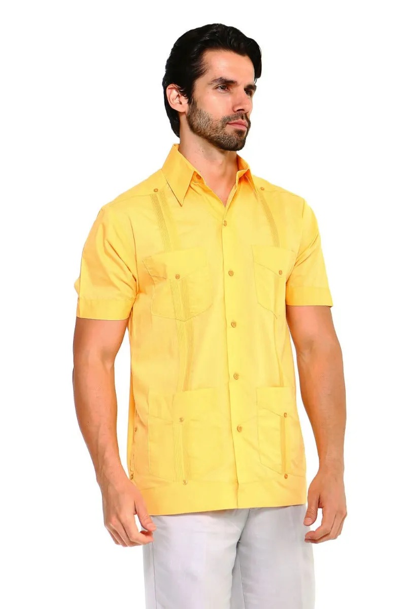 Mojito Collection Plus Size Guayabera Shirt Classic Poly Cotton Short Sleeve 3X-8X