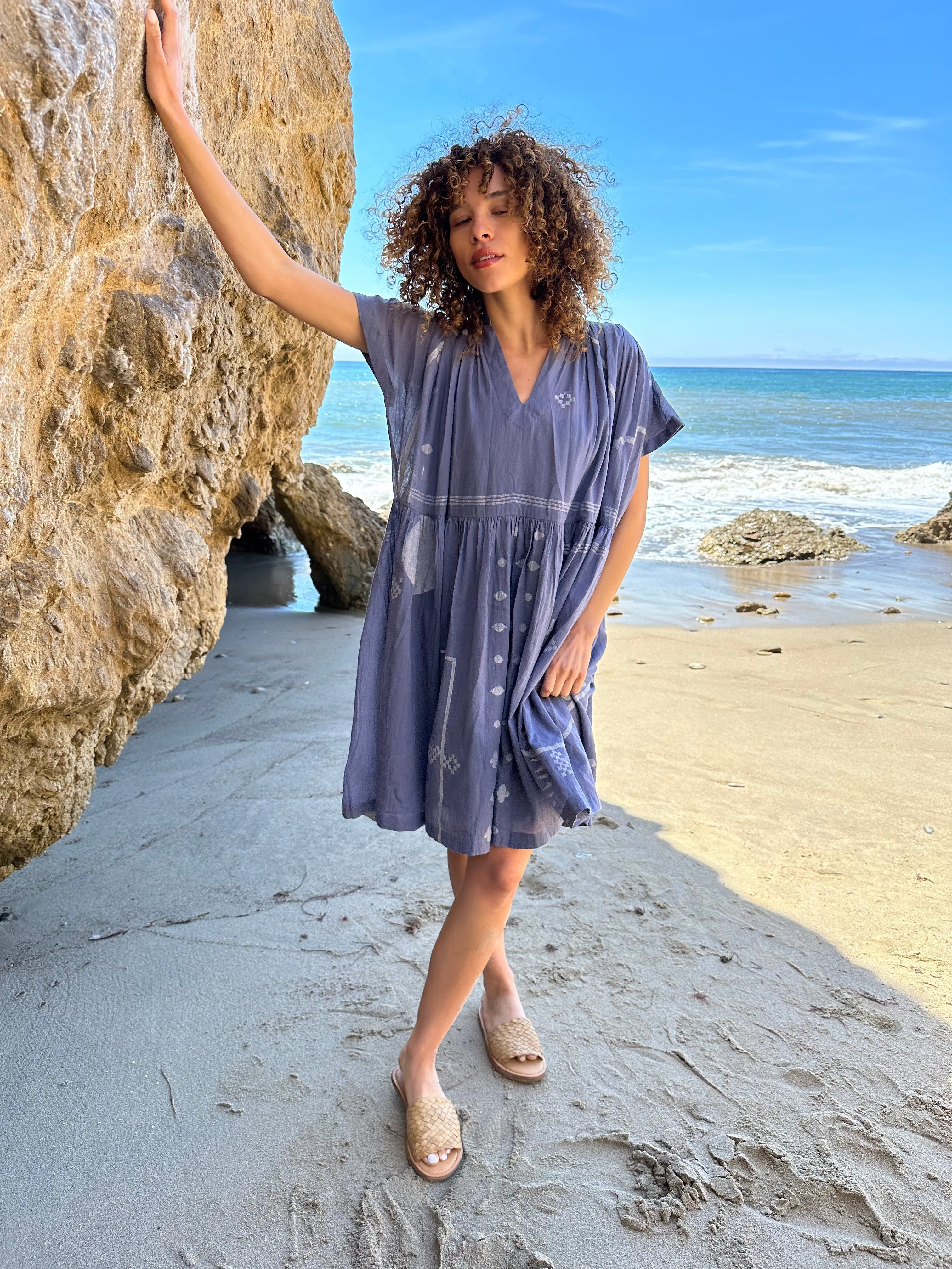 Pigeon Blue Summer Short Dress