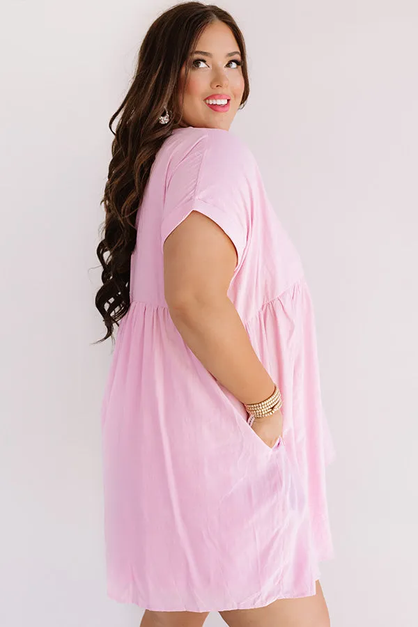 Pretty In Punta Cana Babydoll Dress In Pink Curves