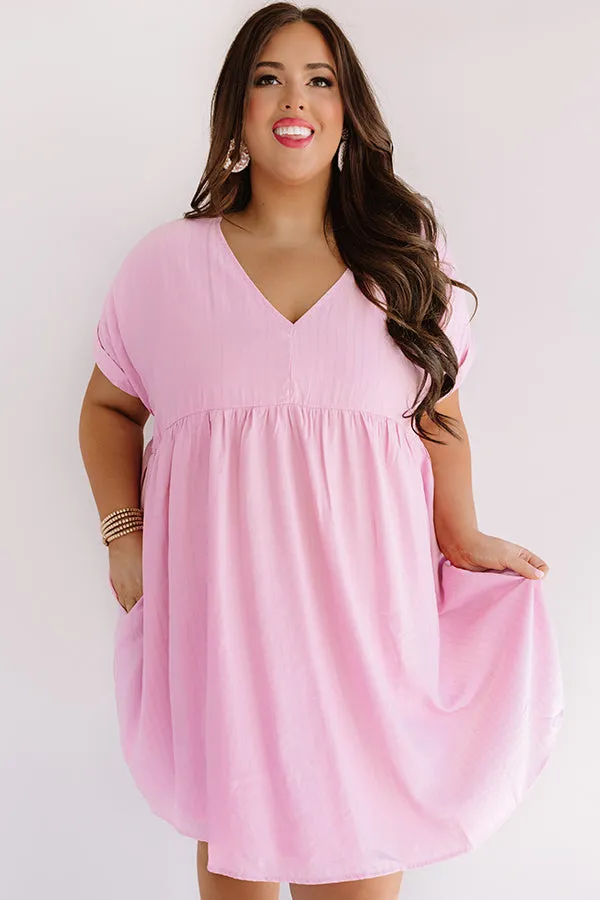 Pretty In Punta Cana Babydoll Dress In Pink Curves