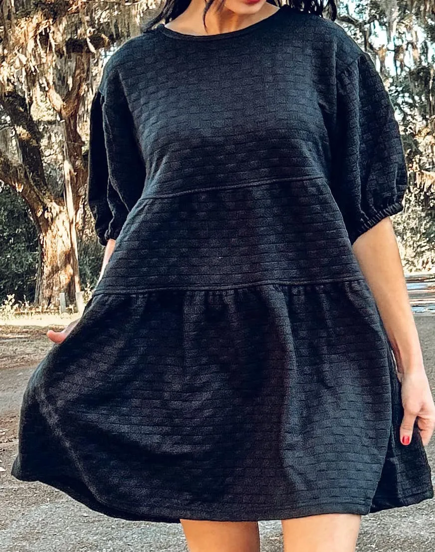 Quilted Babydoll Dress | Black