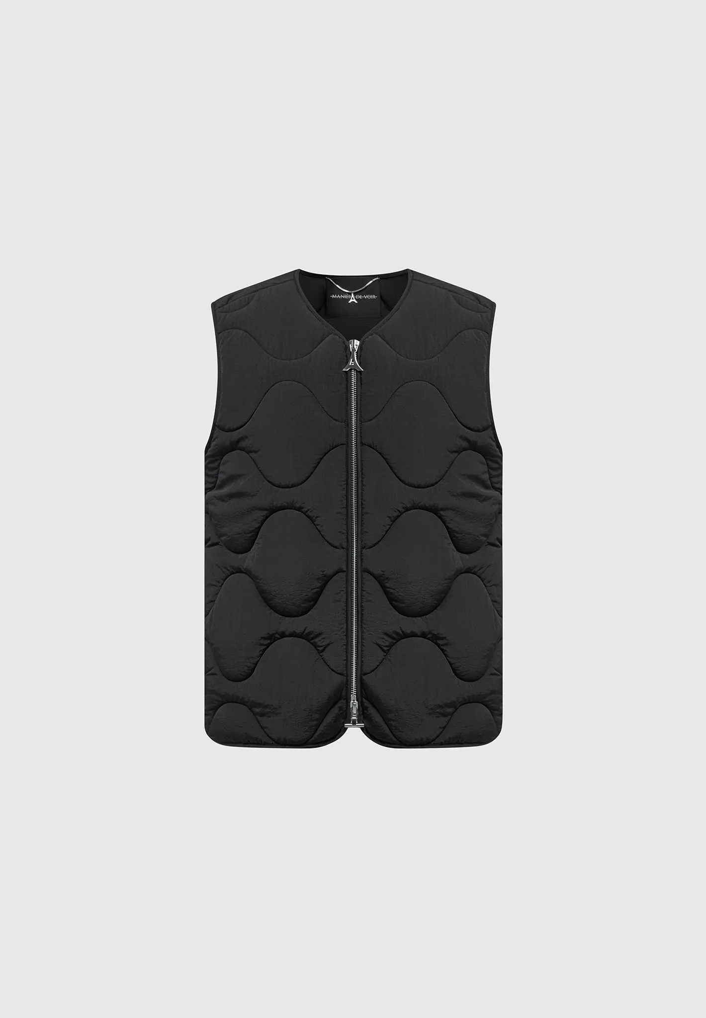 Quilted Pattern Gilet - Black
