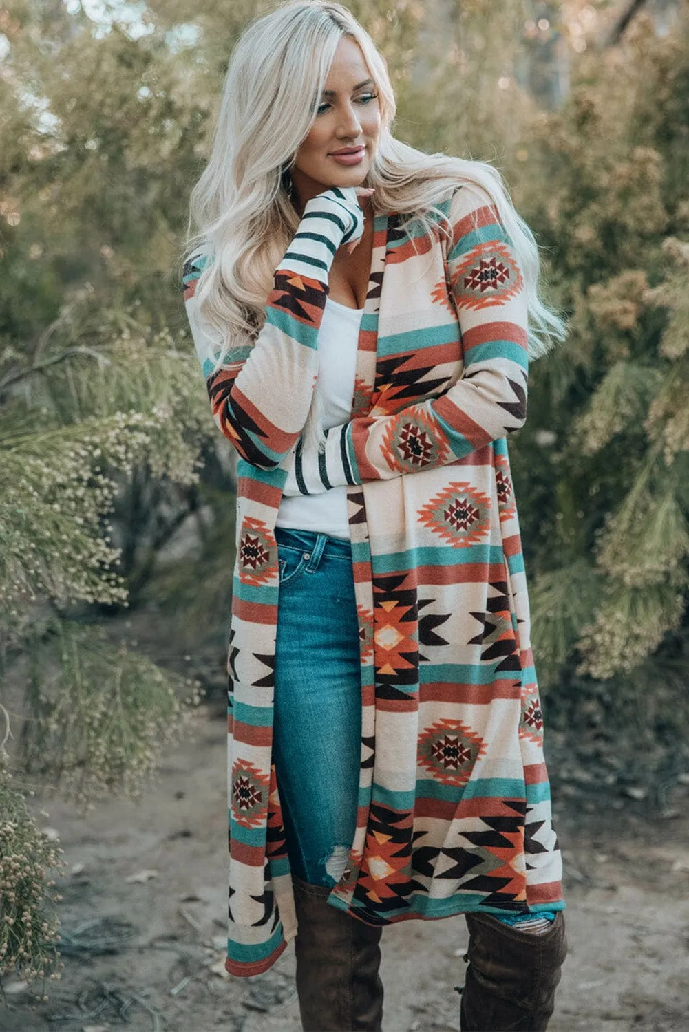 Reversible Printed Lapel Long Coat