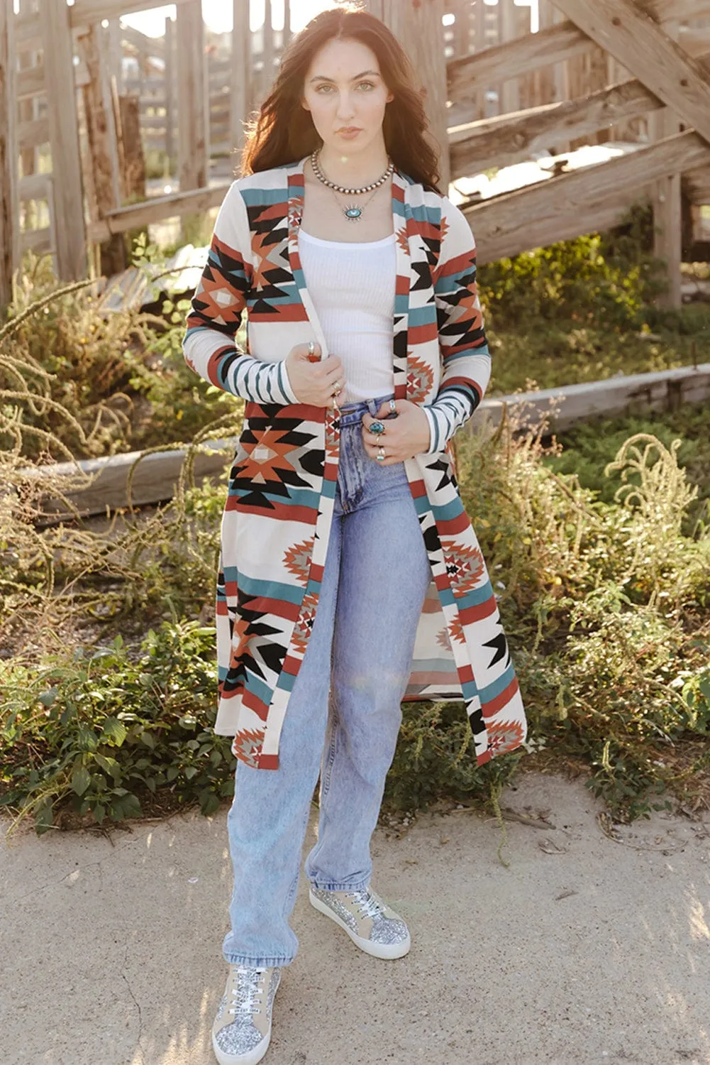 Reversible Printed Lapel Long Coat