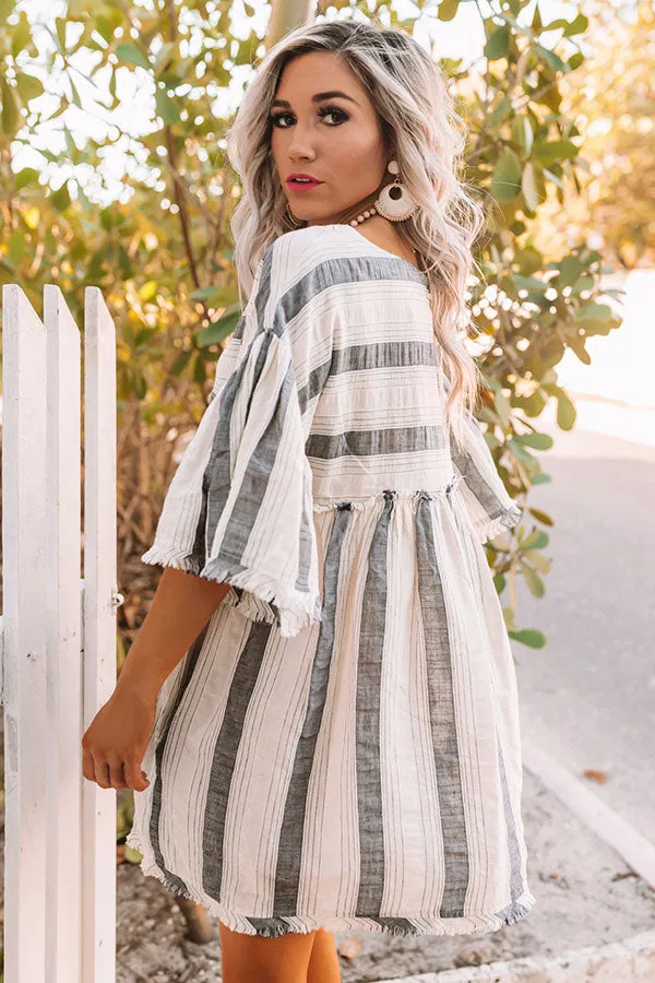 Set For Shore Stripe Babydoll Dress in Navy