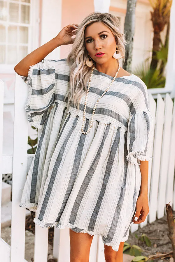 Set For Shore Stripe Babydoll Dress in Navy