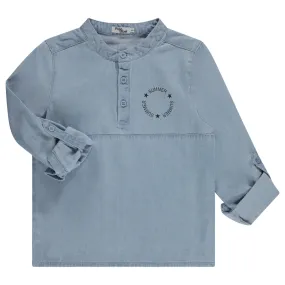 shirt l/s henley pocket - chambray