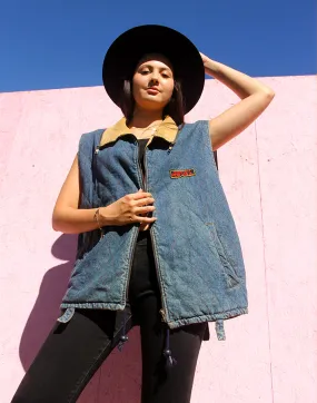 Sleeveless Jean Jacket with Quilted Lining