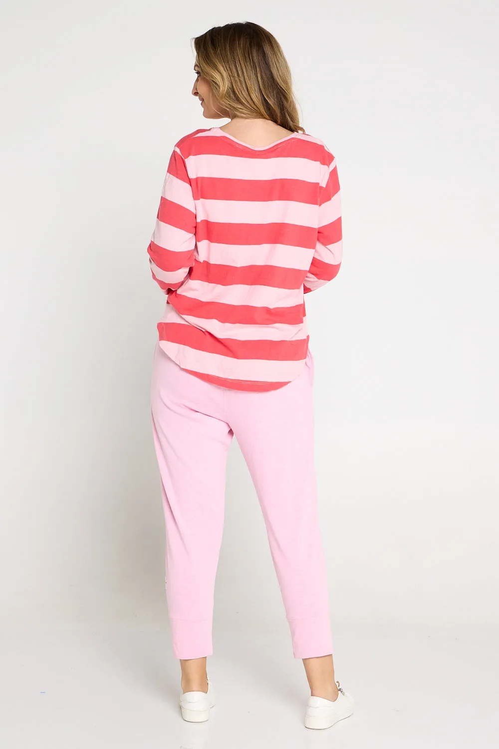 Spritz Stripe Long Sleeve Tee - Coral Stripe