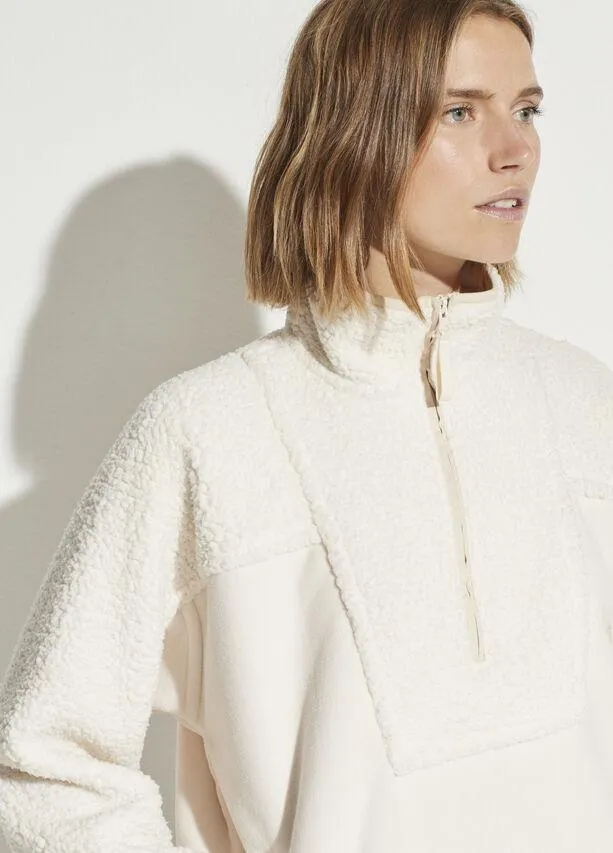 VINCE - Texture Block Half Zip Pullover in Chiffon