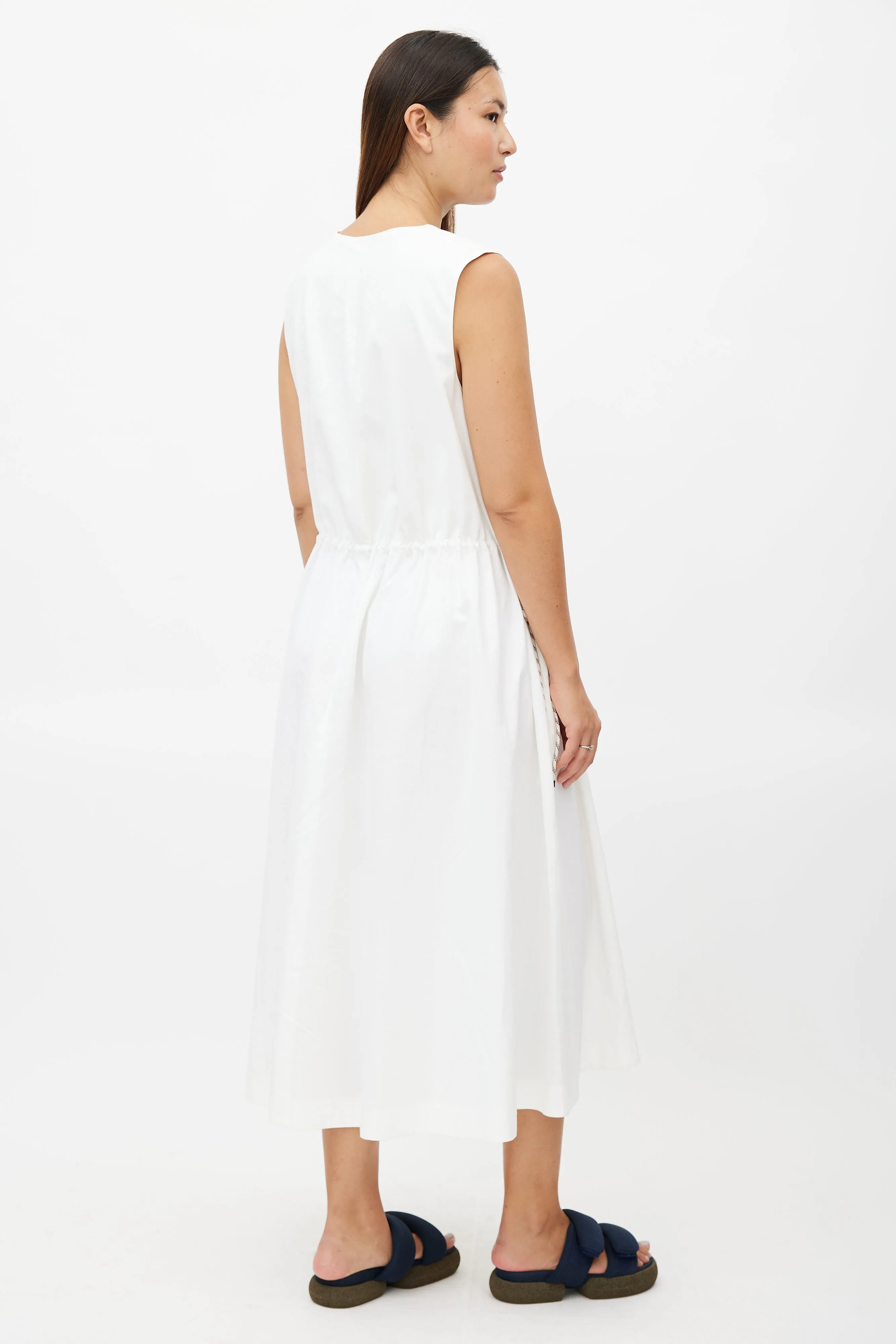 White Drawstring Maxi Dress