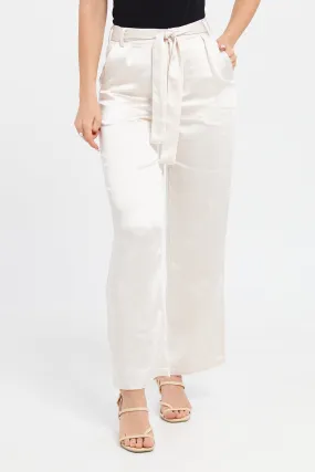 Women Ivory Satin Trousers