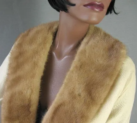 Women's Bernhard Altmann Sweater 50s Cashmere  Mink Collar Vintage Cropped M/L VFG